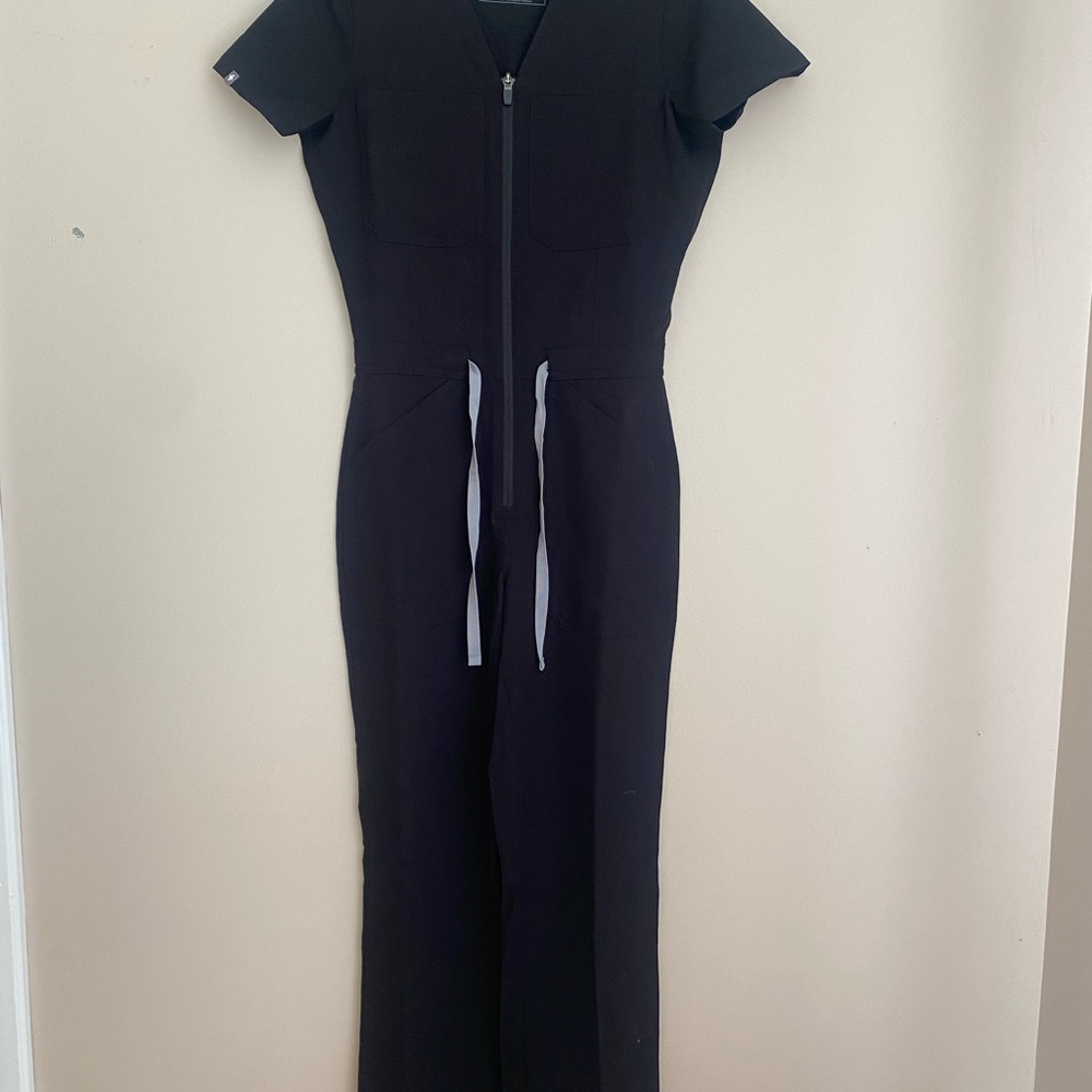 Women's black Figs Catarina straight leg jumpsuit